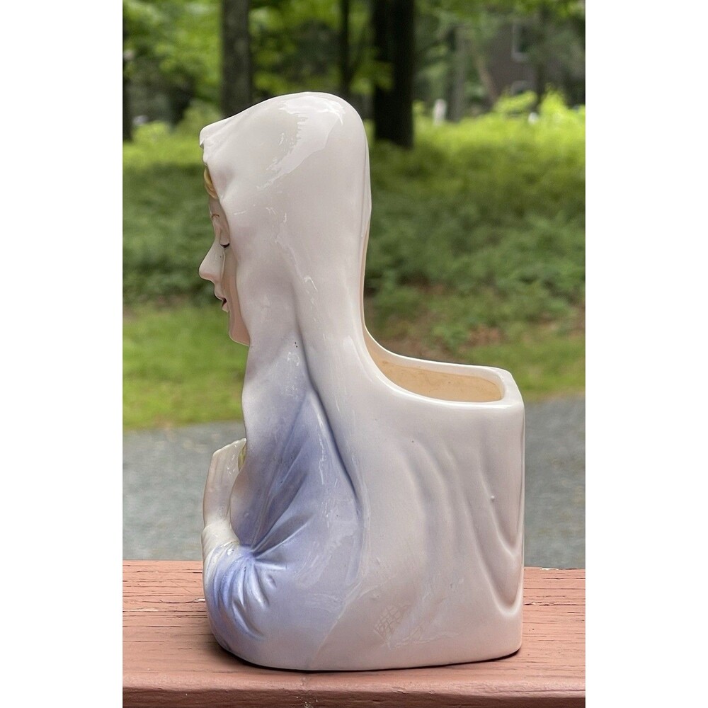 VTG Relpo Blessed Virgin Mary Ceramic Bust Planter 677 Madonna Japan 1950s - Picture 10 of 12